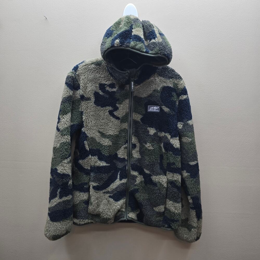 Eddie Bauer Kids Camouflage Fleece Hooded Zip Up Jacket Multicolor Size XL (16)